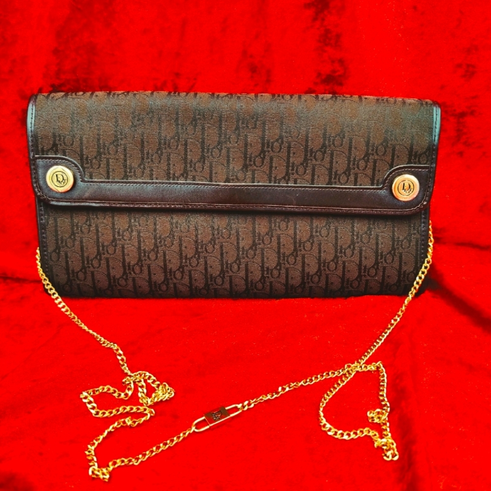 Christian Dior Vintage Clutch Purse Authentic Monogram Made France Frame 1980s